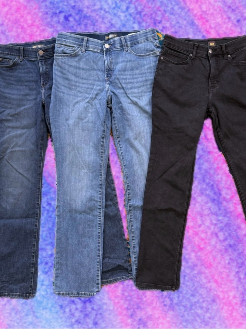 Bundle of 3 Lee Flex Motion Straight Leg Jeans Size 12 Long EUC
